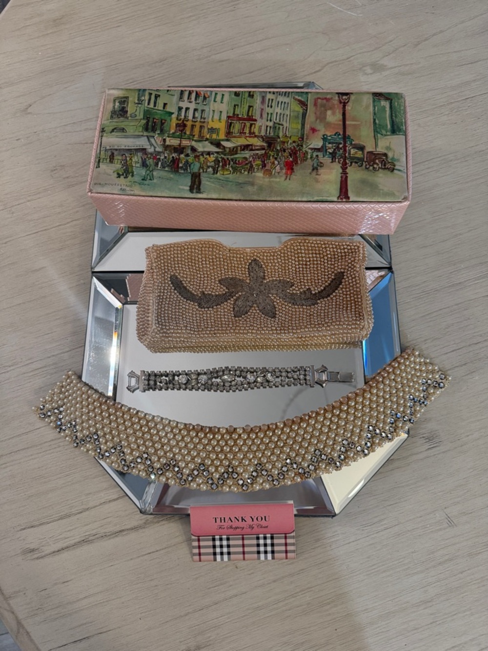 BUNDLE MID CENTURY Colorful silk painted picture box hard to find.4 pieces.